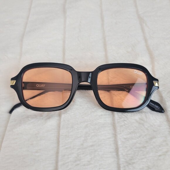 QUAY // ltd ed retro inspired rectangular frame orange lens throwback sunglasses main image 9